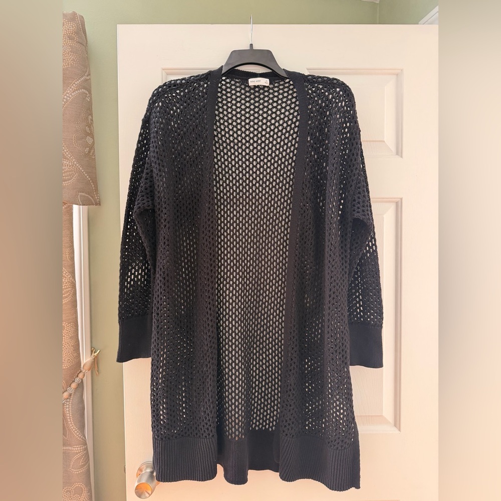 Nine West Black Open-Knit Cardigan